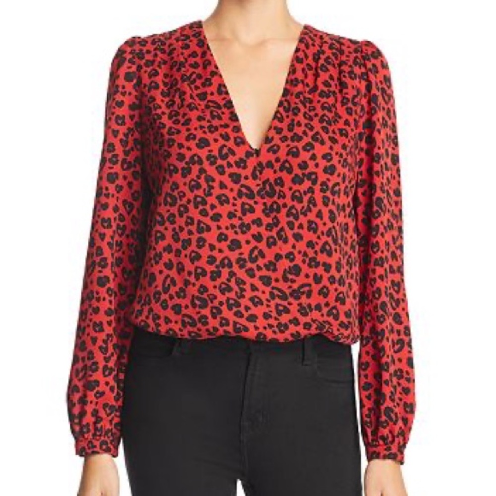 Lucy Paris Leopard Print V Neck Long Sleeve Bodysuit